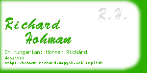 richard hohman business card